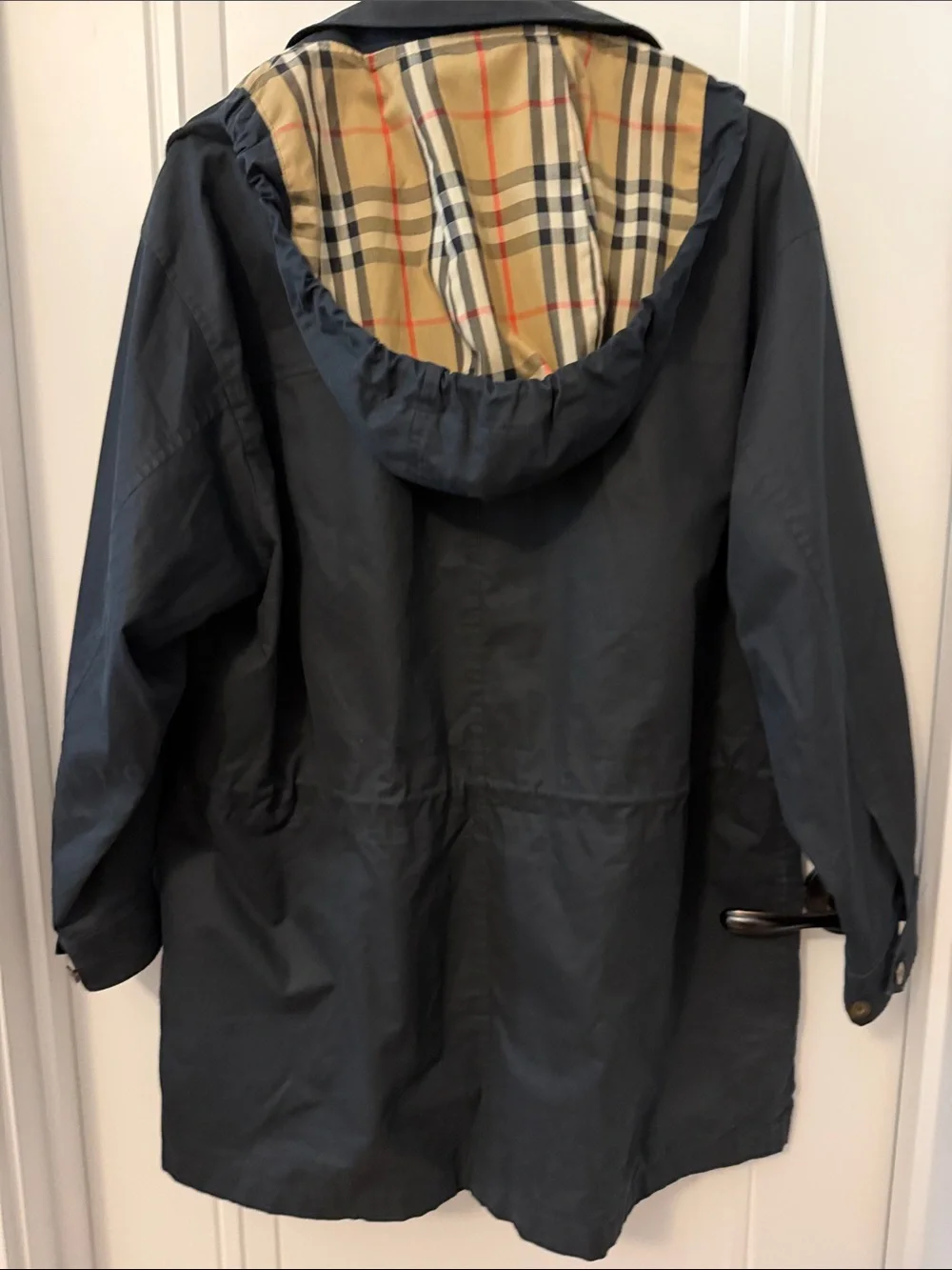 Vintage Burberry Navy Trench Coat with Signature Check Lining